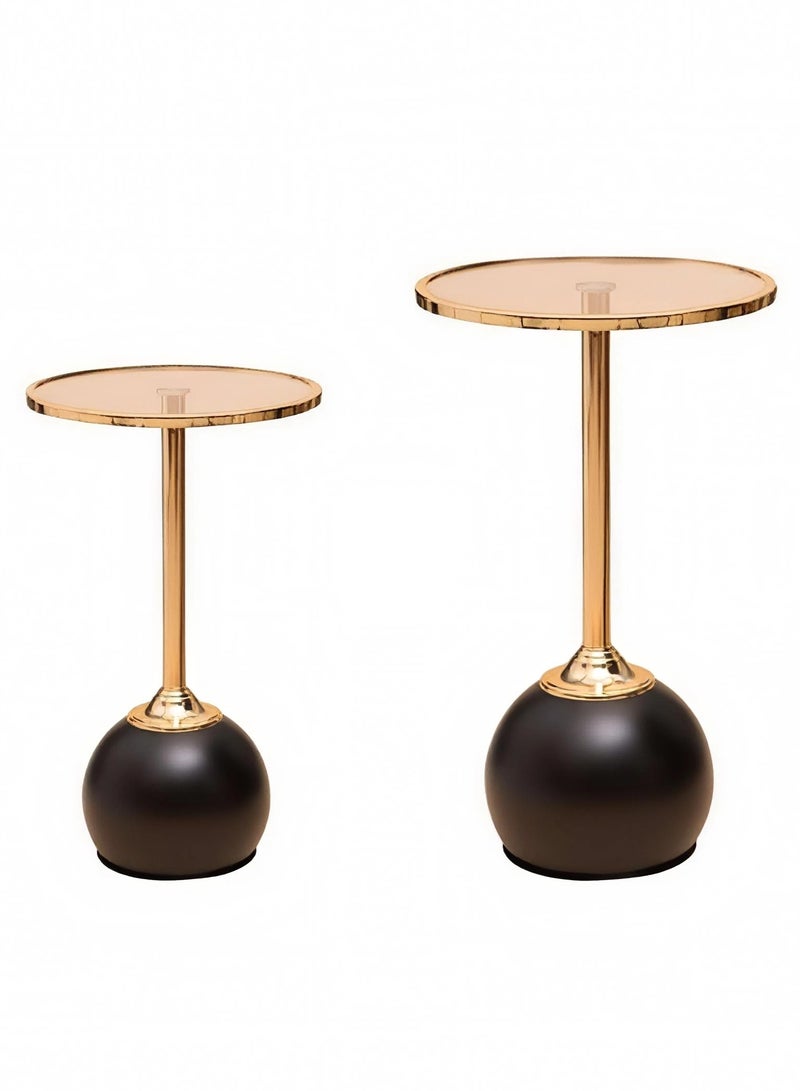 Concent Modern Service Table Set - Ball Base & Luxury Gold Frame (2 Pieces)" - Image 1